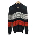 【中古】ARMANIEX(アルマーニエクスチェンジ) 長袖セーター ボーダー 白×黒×マルチ