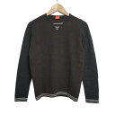 【中古】HUGOBOSS(ヒューゴボス) 長袖セーター クルーネック ダークブラウン×黒×白
