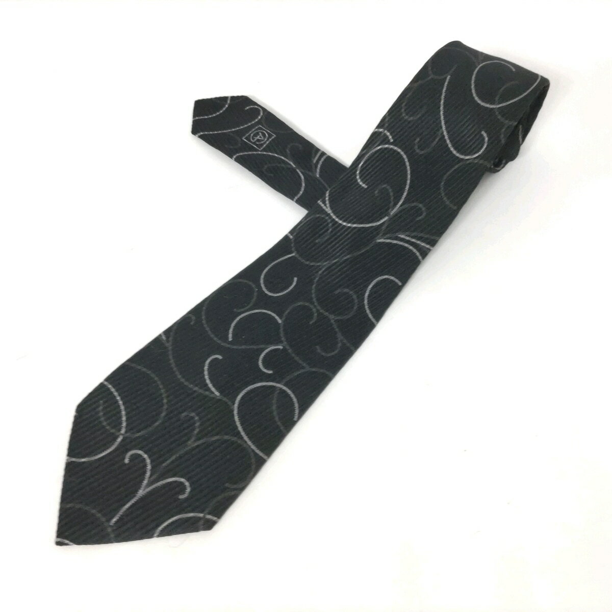 【中古】GIORGIOARMANI(ジョルジオアルマーニ) ネクタイ 黒×ダークグレー×アイボリー