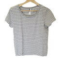 【中古】MHL.(エムエイチエル) 半袖Tシャツ クルーネック/ボーダー グレー×白