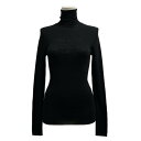 【中古】PRADA(プラダ) スーパーファインウール タートルネックセーター 長袖セーター タートルネック/PRADAトライアングルロゴ 黒 ウール