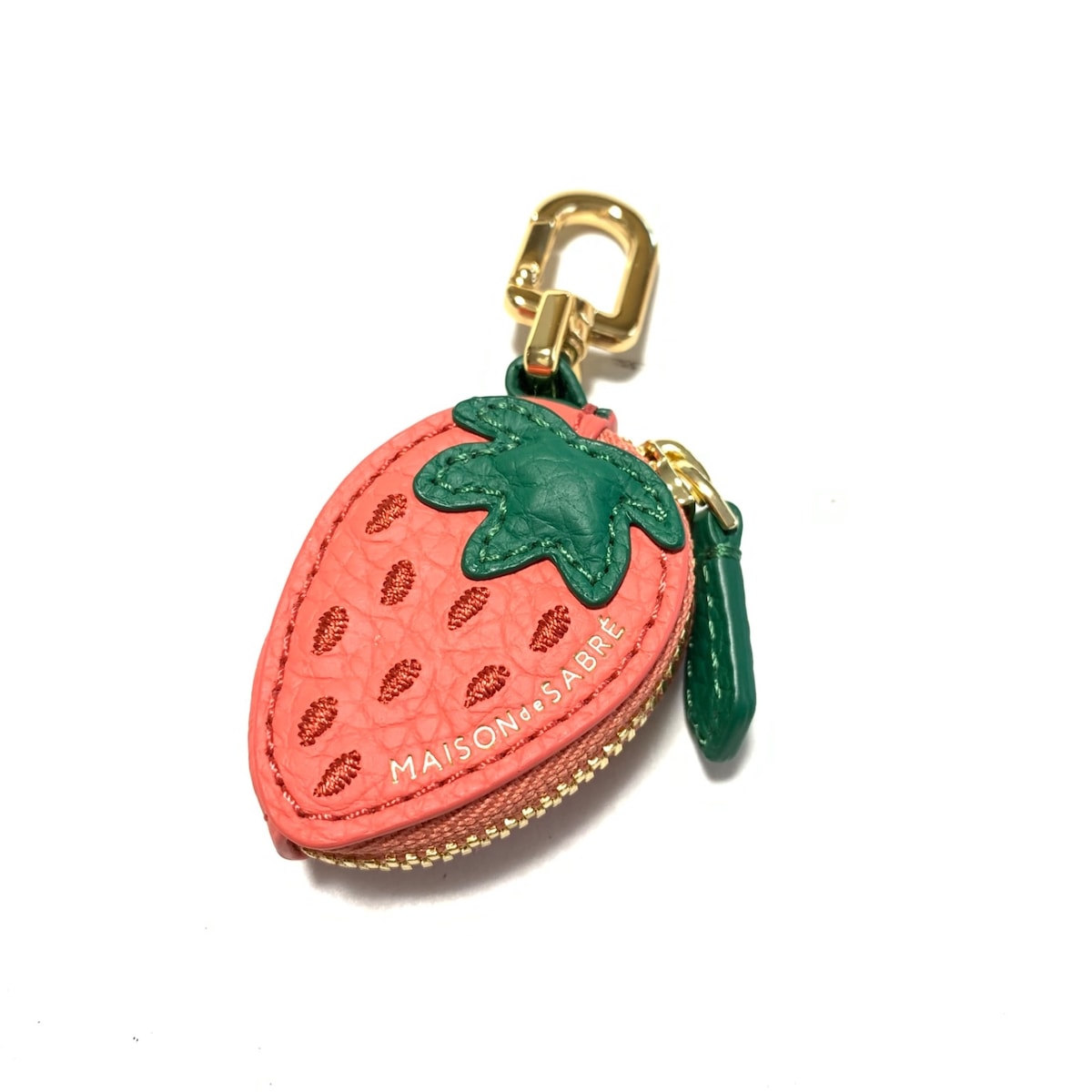 【中古】MAISON DE SABRE(メゾンドサブレ) キーホルダー(チャーム) イチゴ レッド×ダークグリーン レザーのサムネイル