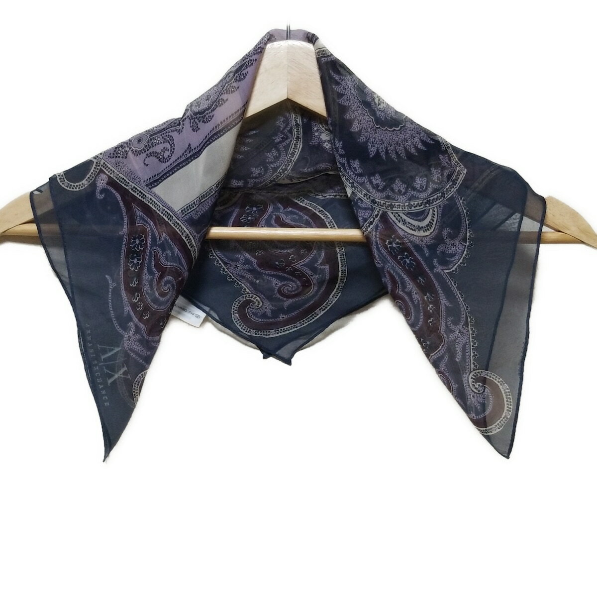 【中古】ARMANIEX(アルマーニエクスチェンジ) スカーフ ネイビー×ライトパープル×マルチ