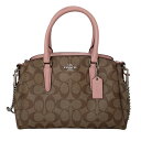 【中古】COACH(コーチ) シグネチャー柄 ハンドバッグ ベージュ×ダークブラウン×ピンク レザー(4)