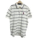 【中古】POLObyRalphLauren(ポロラルフローレン) ビッグポニー 半袖ポロシャツ ボーダー 白×ダークネイビー(4)