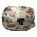 【中古】ANNA SUI(アナスイ) ポーチ 花柄 アイボリー×レッド×マルチ
