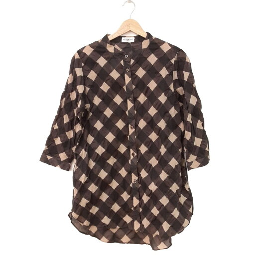 【中古】HIROKO BIS(ヒロコビス) チュニック 長袖/チェック柄/effentiel ダークブラウン×ブラウン×ベージュ 【中古】HIROKO BIS(ヒロコビス) チュニック 長袖/チェック柄/effentiel ダークブラウン×ブラウン×ベージュ