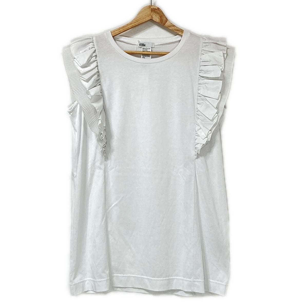 【中古】DOUBLE STANDARD CLOTHING(ダブルスタンダードクロージング) チュニック クルーネック/半袖/フリル 白