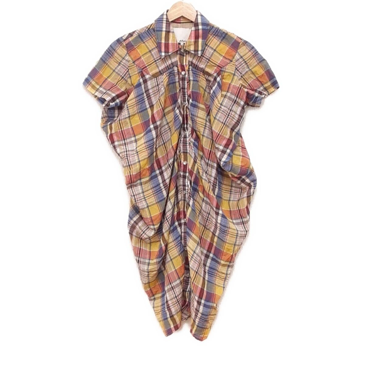 【中古】3.1 Phillip lim(スリーワンフィリップリム) チュニック 半袖/チェック柄/シルク混 イエロー×レッド×マルチ