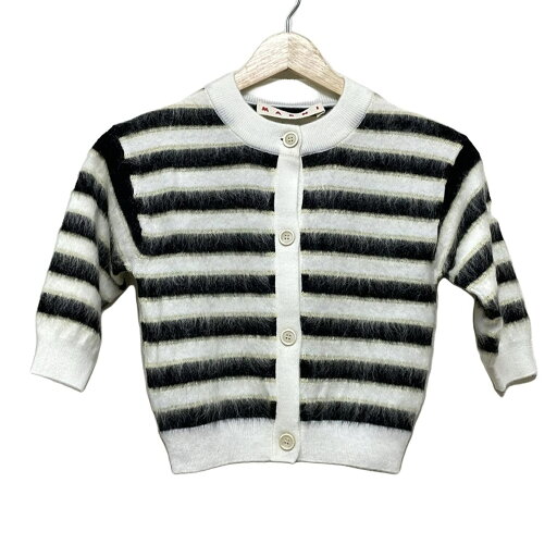 【中古】MARNI(マルニ) カーディガン 半袖/ボーダー/ショート丈 白×黒×ライトイエロー 【中古】MARNI(マルニ) カーディガン 半袖/ボーダー/ショート丈 白×黒×ライトイエロー