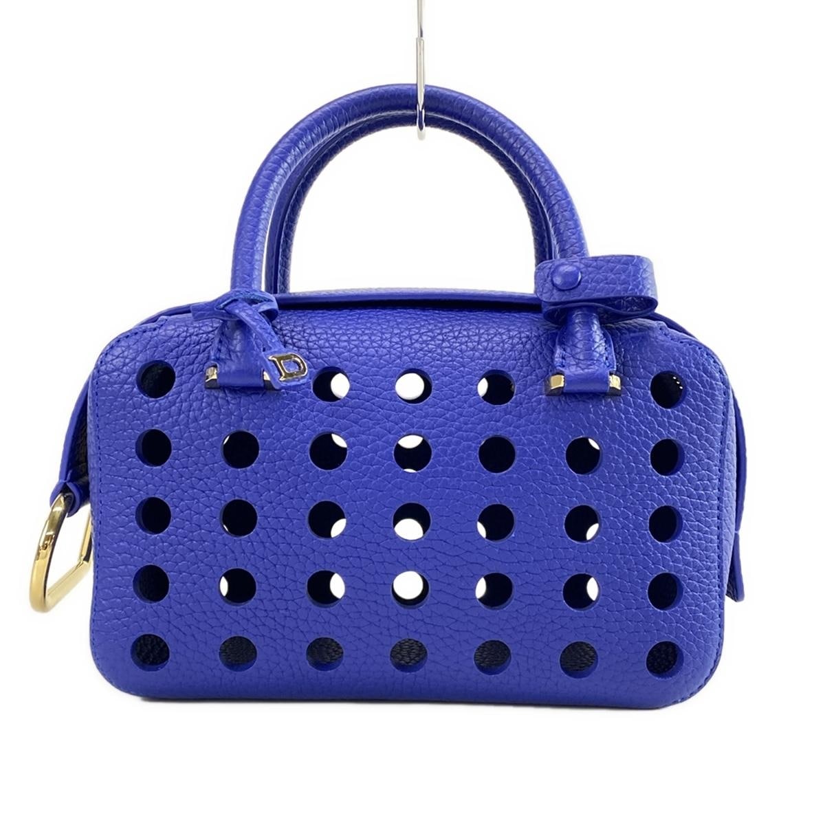【中古】DELVAUX(デルボー) クールボックス ミニ エアレス ハンドバッグ ウトラメール(ブルー) レザーのサムネイル