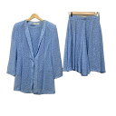 【中古】YUKITORII(ユキトリイ) レディースパンツセットアップ DEUX/ドット柄/肩パッド/3点セット ライトブルー×アイボリー