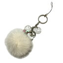 【中古】ANTEPRIMA(アンテプリマ) 携帯ストラップ ラインストーン/フラワー(花) アイボリー×クリア×マルチ レザー、ファー