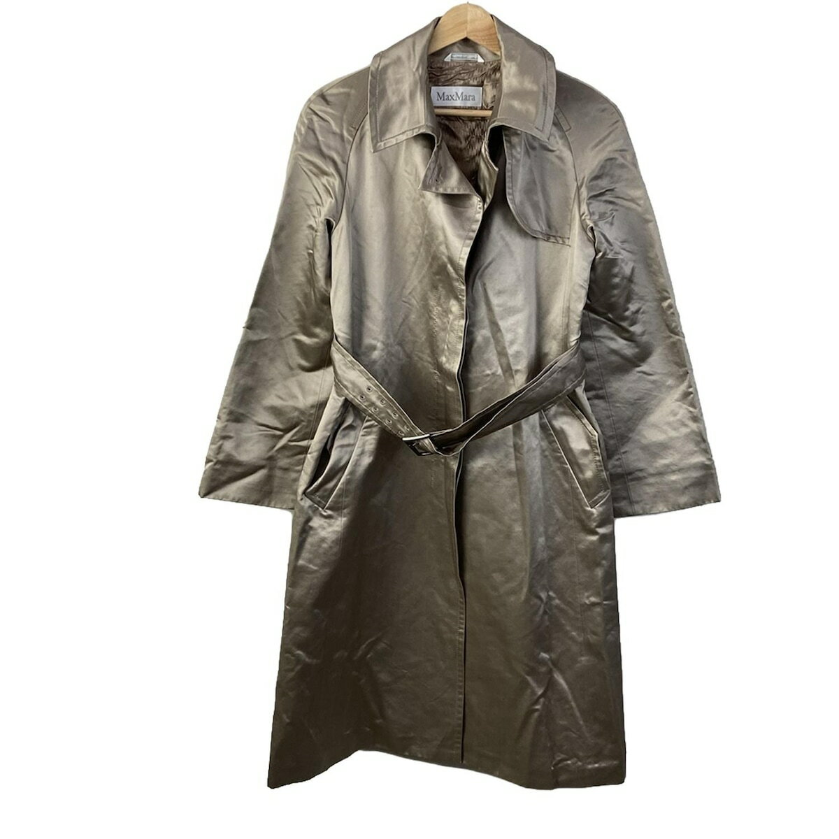 【中古】Max Mara(マックスマーラ) コート 長袖/ベルト付き/春/秋 ライトブラウン