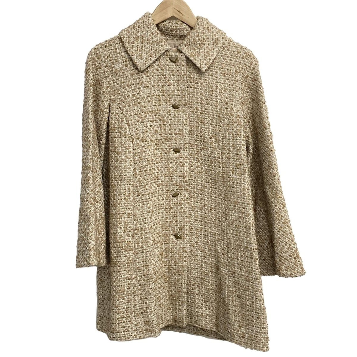 【中古】Sybilla(シビラ) コート 長袖/ツイード/秋/冬 ベージュ×カーキ×マルチ