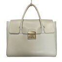 【中古】FURLA(フルラ) メトロポリスサッチェル ハンドバッグ アイボリー レザー