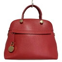 【中古】FURLA(フルラ) パイパー ハンドバッグ レッド レザー