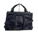 【中古】MADAME HIROKO(マダムヒロコ) ハンドバッグ フリル ダークネイビー レザー