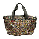 【中古】LESPORTSAC(レスポートサック) ハンドバッグ マザーズバッグ グレー×レッド×マルチ