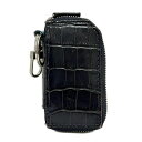 【中古】L'arcobaleno(ラルコバレーノ) 小物入れ スマートキーケース/型押し加工/キーリング付き ダークネイビー レザー