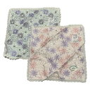 【中古】TOCCA(トッカ) ハンカチ 花柄/刺繍/レース/2枚セット ピンク×ライトブルー×ライトパープル