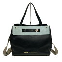 【中古】IANNE(イアンヌ) ハンドバッグ 黒×ライトブルー レザー