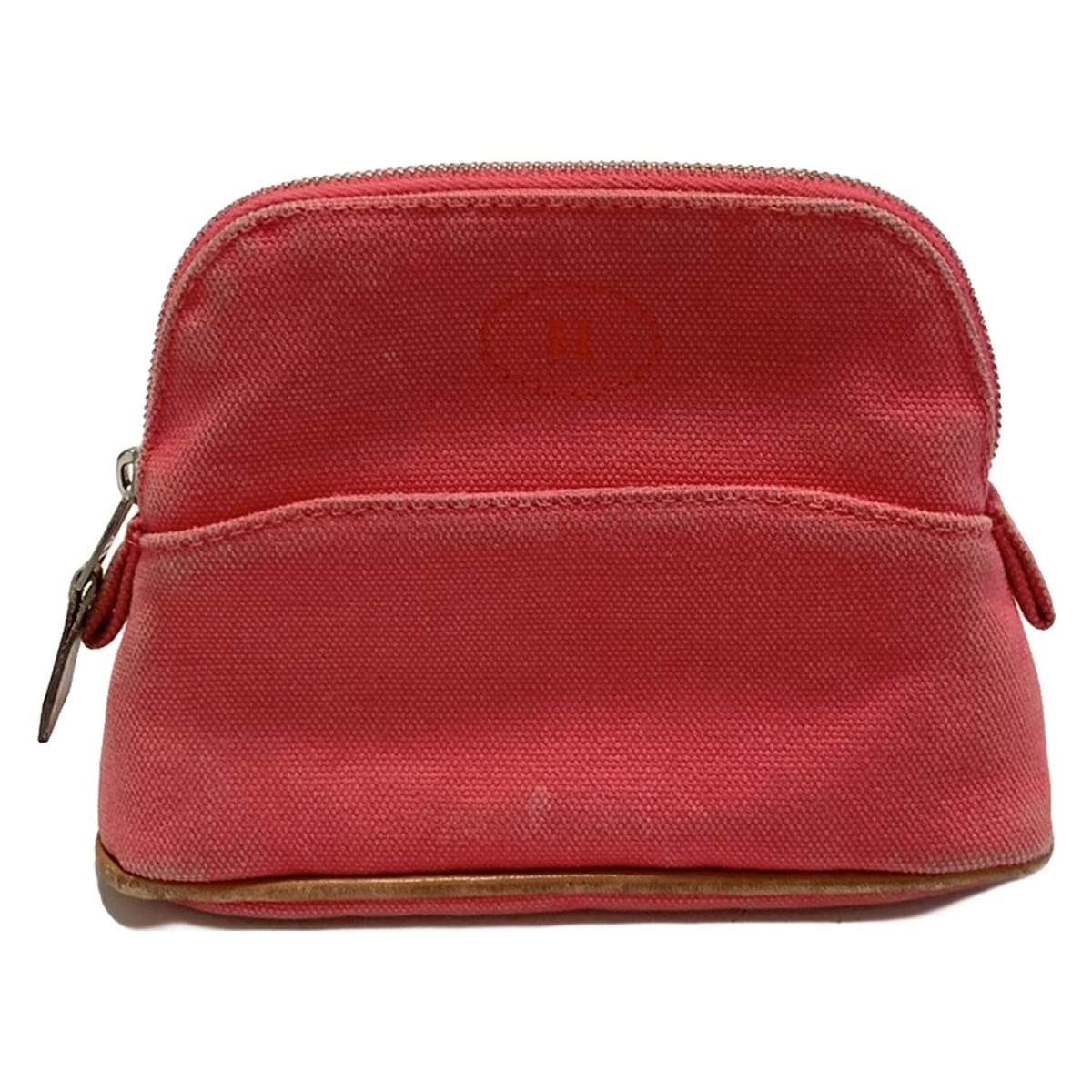 【中古】HERMES(エルメス) ボリードポーチ15 ポーチ シルバー金具 ピンク×ブラウン レザー