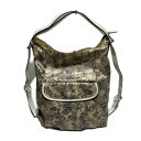 【中古】PELLE BORSA(ペレボルサ) リュックサック 2way/スパンコール ベージュ×アイボリー×マルチ レザー