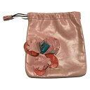 【中古】miumiu(ミュウミュウ) ポーチ フラワー(花)/巾着型 ピンク×レッド×マルチ レザー