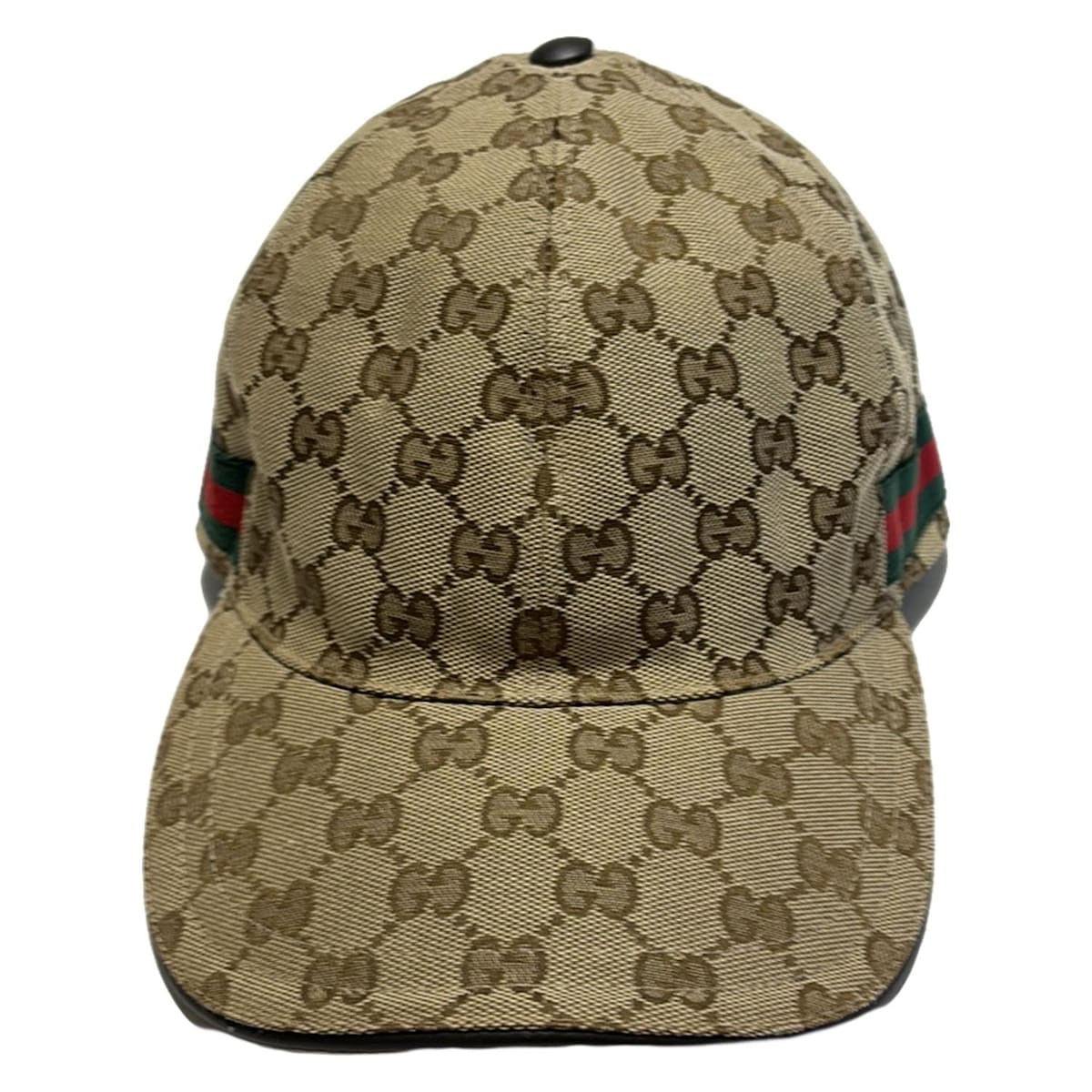 【中古】GUCCI(グッチ) オリジナルGGキャンバス ベースボール キャップ キャップ GG柄/シェリー(ウェブ) ライトブラウン×ダークブラウン×マルチ コットン、レザー