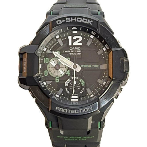 【中古】CASIO(カシオ) G-SHOCK/スカイコックピット 腕時計 黒×グリーン 【中古】CASIO(カシオ) G-SHOCK/スカイコックピット 腕時計 黒×グリーン