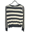 【中古】Max Mara(マックスマーラ) 長袖セーター クルーネック/シルク/カシミヤ/ボーダー アイボリー×ダークグレー×黒(4)