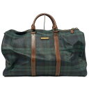 【中古】POLObyRalphLauren(ポロラルフローレン) ボストンバッグ チェック柄/本体ロックなし グリーン×ダークネイビー×ダークブラウン レザー