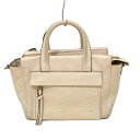 【中古】COACH(コーチ) ブリーカーレザーミニライリーキャリーオール ハンドバッグ アイボリー レザー