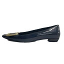 【中古】RogerVivier(ロジェヴィヴィエ) フラットシューズ アウトソール張替済 ネイビー×ゴールド レザー(4)
