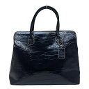 【中古】Tiara(ティアラ) トートバッグ 型押し加工 黒 レザー
