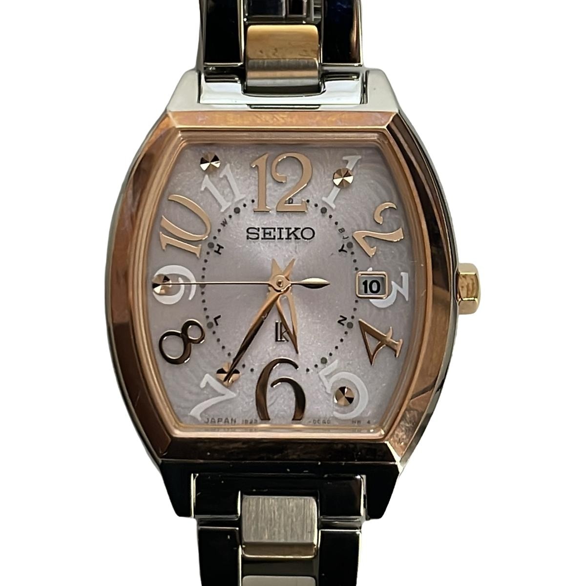 【中古】SEIKO(セイコー) LUKIA(ルキア) 腕時計 ラインストーン/電波 ベージュ