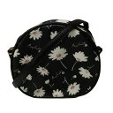 【中古】MARY QUANT(マリークワント) ショルダーバッグ 花柄 黒×白×マルチ