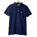 【中古】MAISON KITSUNE(メゾンキツネ) 半袖ポロシャツ キツネ/アップリケ ダークネイビー×白×マルチ