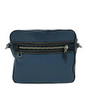 【中古】COACH(コーチ) ショルダーバッグ ネイビー×ダークブラウン レザー