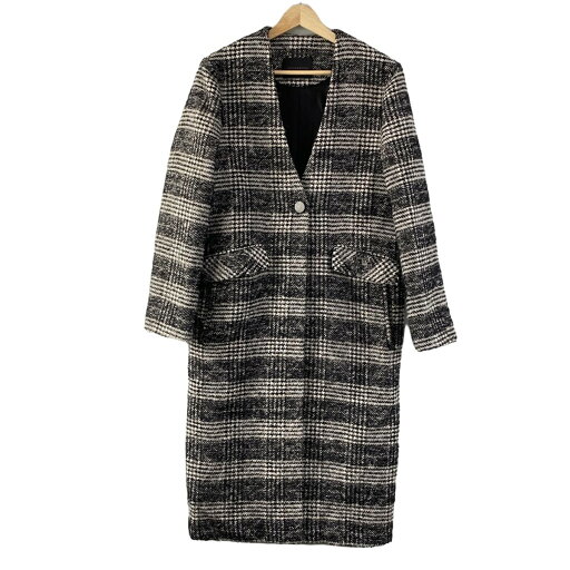 【中古】ANTEPRIMA(アンテプリマ) コート 長袖/千鳥格子柄/秋/冬 黒×白 【中古】ANTEPRIMA(アンテプリマ) コート 長袖/千鳥格子柄/秋/冬 黒×白