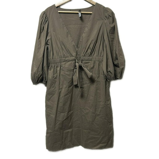 【中古】BCBGMAXAZRIA(ビーシービージーマックスアズリア) ワンピース Vネック/七分袖/ひざ丈 ブラウン 【中古】BCBGMAXAZRIA(ビーシービージーマックスアズリア) ワンピース Vネック/七分袖/ひざ丈 ブラウン