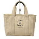 【中古】TORY BURCH(トリーバーチ) ハンドバッグ アイボリー×黒 レザー