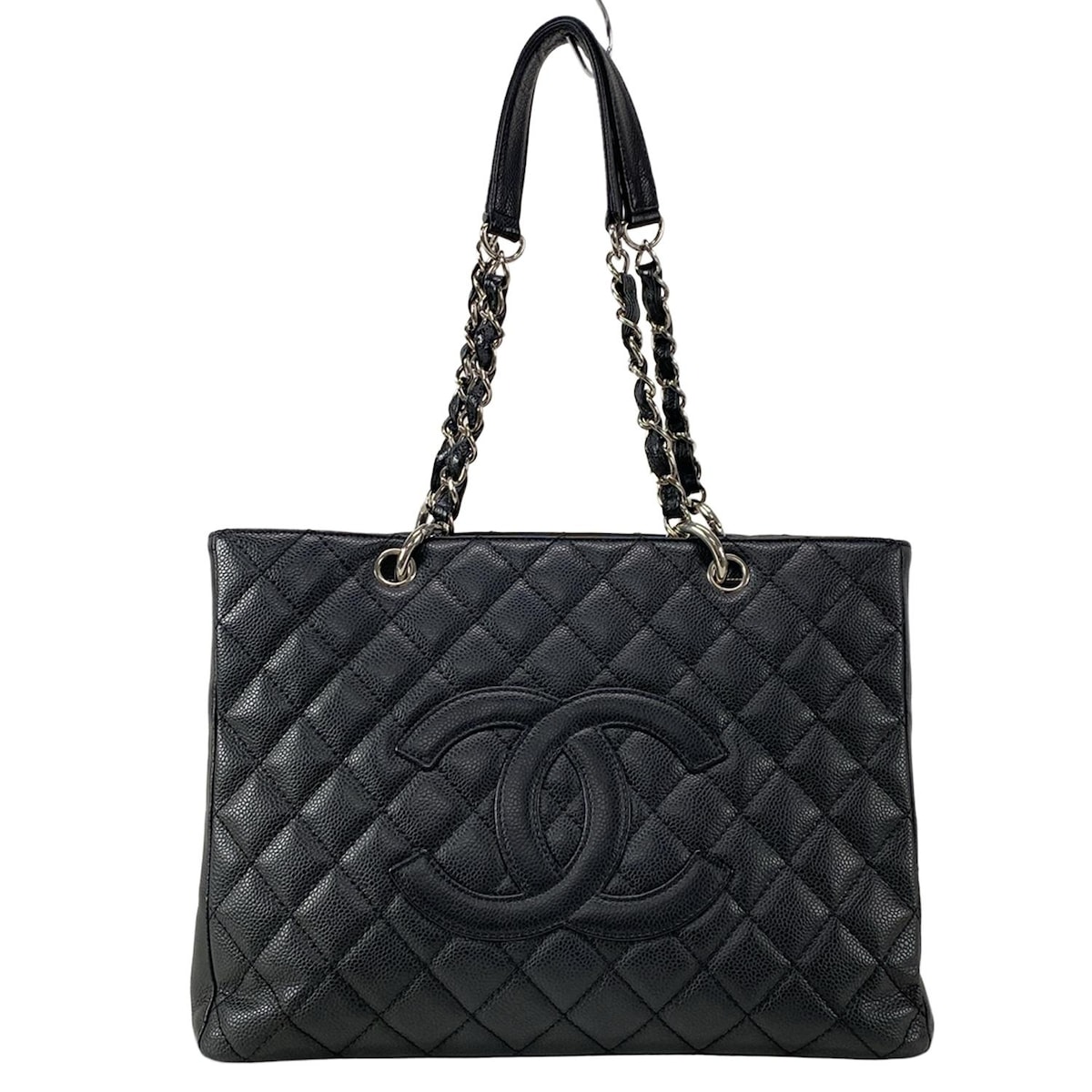 【中古】CHANEL(シャネル) 復刻チェーントート/GST トートバッグ チェーンショルダー/シルバー金具 黒