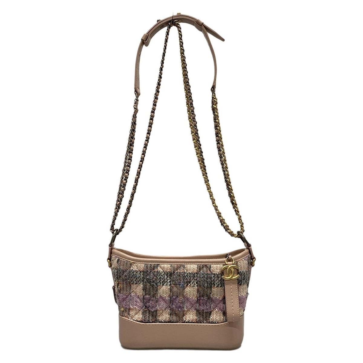 【中古】CHANEL(シャネル) ガブリエルドゥシャネルスモール ホーボーバッグ ショルダーバッグ チェーンショルダー/シルバー×ヴィンテージシルバー×ゴールド×ヴィンテージゴールド金具/ツイード ピンク×マルチ