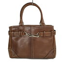 【中古】COACH(コーチ) ハンプトンズレザーキャリーオール ハンドバッグ ダークブラウン レザー