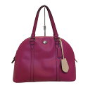 【中古】COACH(コーチ) ペイトンレザーコーラドームドサッチェル ハンドバッグ ピンク レザー