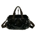 【中古】MARNI(マルニ) ハンドバッグ スタッズ 黒×ダークブラウン レザー