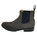 【中古】CAMINANDO(カミナンド) ショートブーツ サイドゴア/ウィングチップ/アウトソール張替済/SHIPSコラボ カーキ×黒(4)