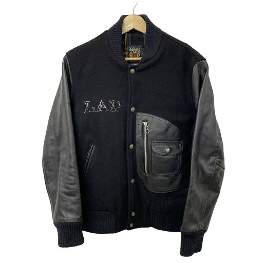 【中古】schott(ショット) D-POCKET VERSITY JACKET ブルゾン roarコラボ/ラインストーン/切替スタジャン 黒×クリア 【中古】schott(ショット) D-POCKET VERSITY JACKET ブルゾン roarコラボ/ラインストーン/切替スタジャン 黒×クリア